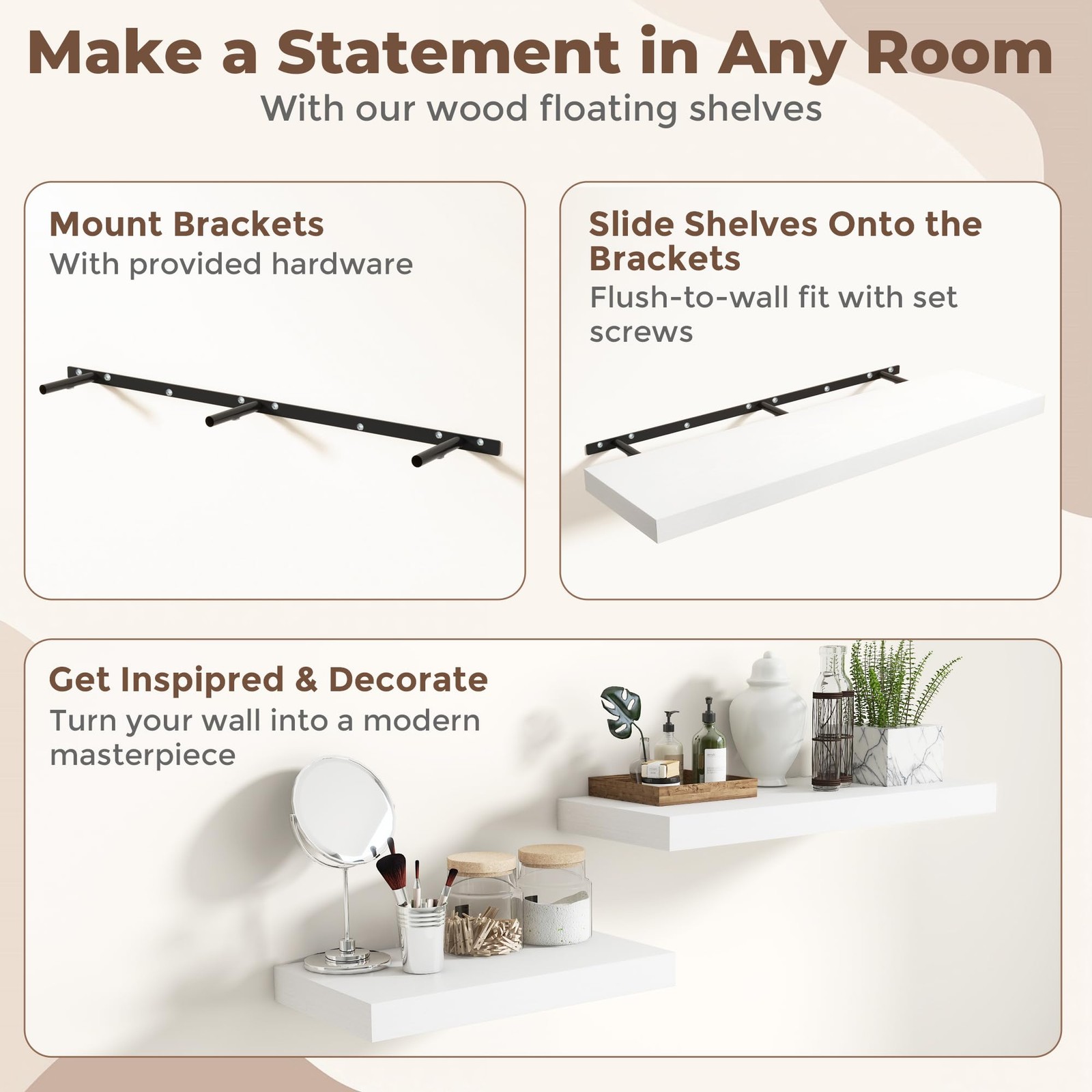 72 Inch Floating Shelves, 12 Inch Deep Wall Shelf for Fireplace Mantel, Large…