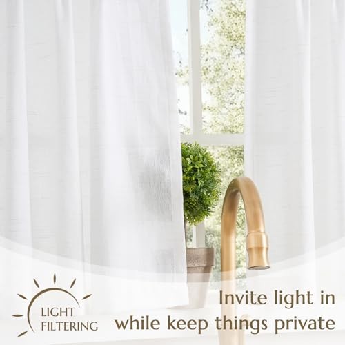 Pinch Pleated Linen Blend Curtains 38″W x 63″L (Pack of 2) Pinch Pleated White
