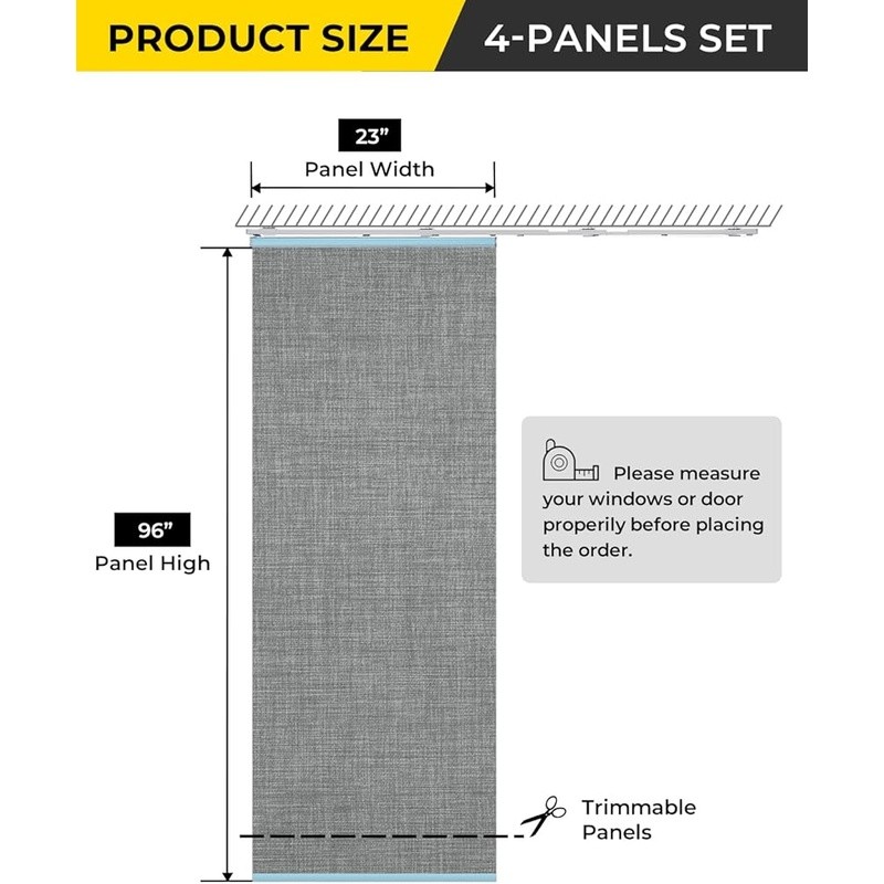 Sliding Door Fabric Panels Room Darkening Blinds Home Privacy Solution New