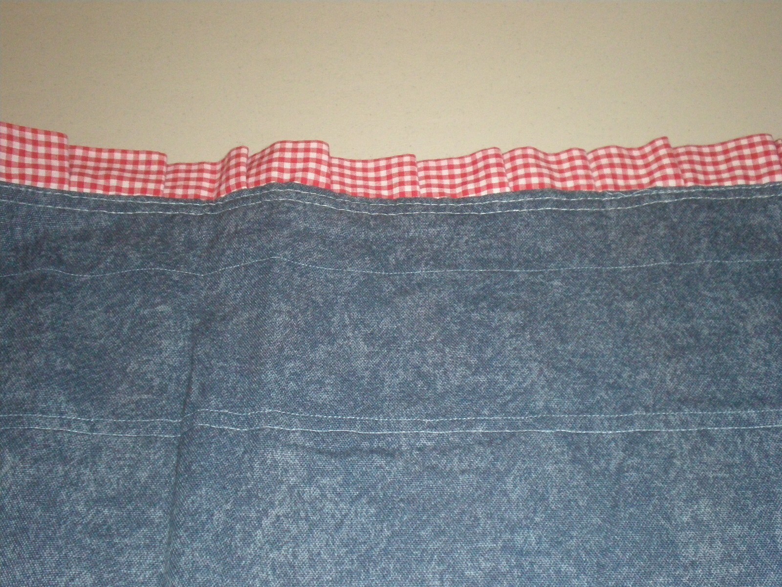Denim Gingham Ruffled Blouson RP Valance Cotton Country Rustic Western 3 avail