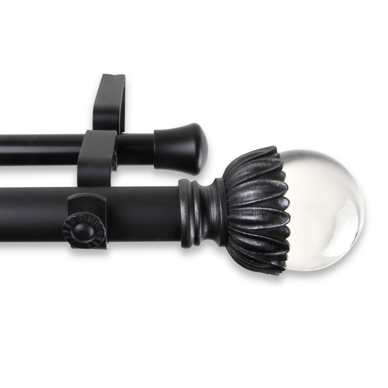 Reese 1″ Double Curtain Rod Adjustable Drapery Rod 28-240″ (5 sizes, 4 colors)