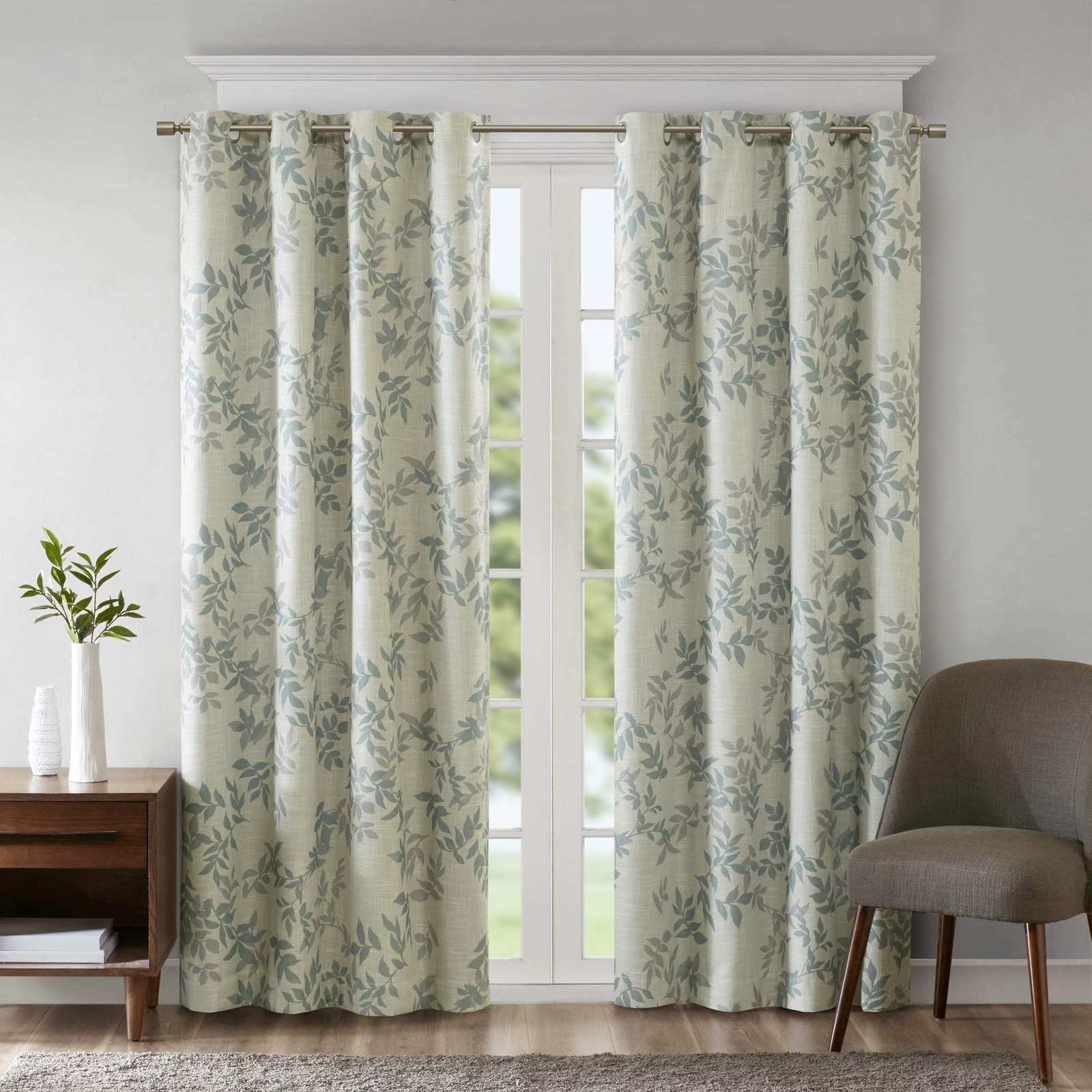SunSmart Julie Botanical Blackout Curtain Aqua 50×84 1 Panel