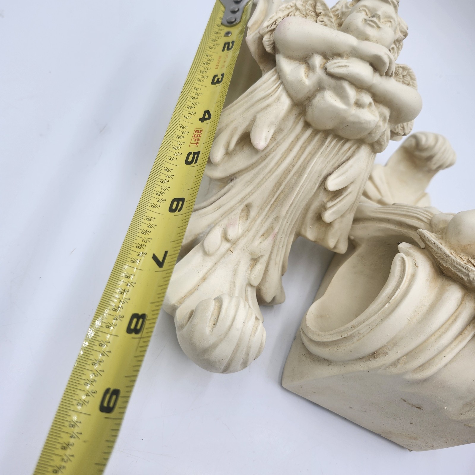 Pair Vintage Angel Cherub Drapery Curtain Rod Wall Sconce Corbel Swag Holders