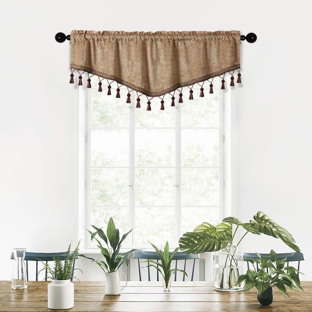 ELKCA Gold Double-Sided Chenille Window Curtains Tier for Kitchen Rod Pocket