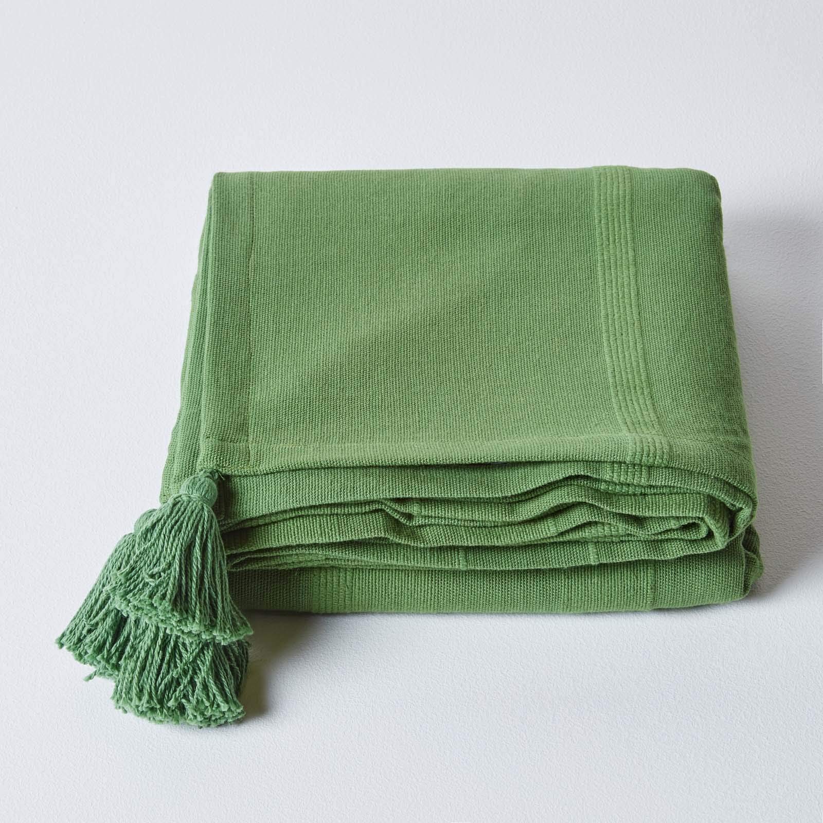 Throw Blanket Rajput Green – Lightweight Cotton Blanket 150×200 cm, Bedspread 100%…