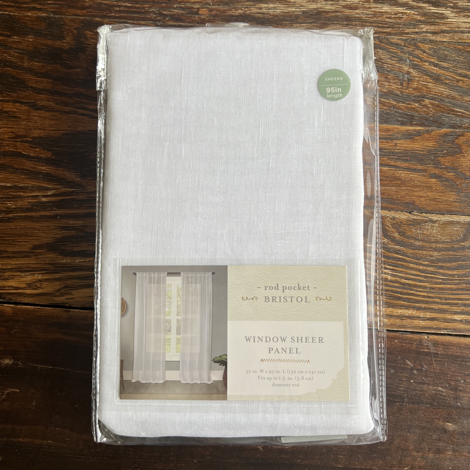 Kensington Rod Pocket Bristol Window Sheer Panel 52×95 In Fits 1.5in Rod White