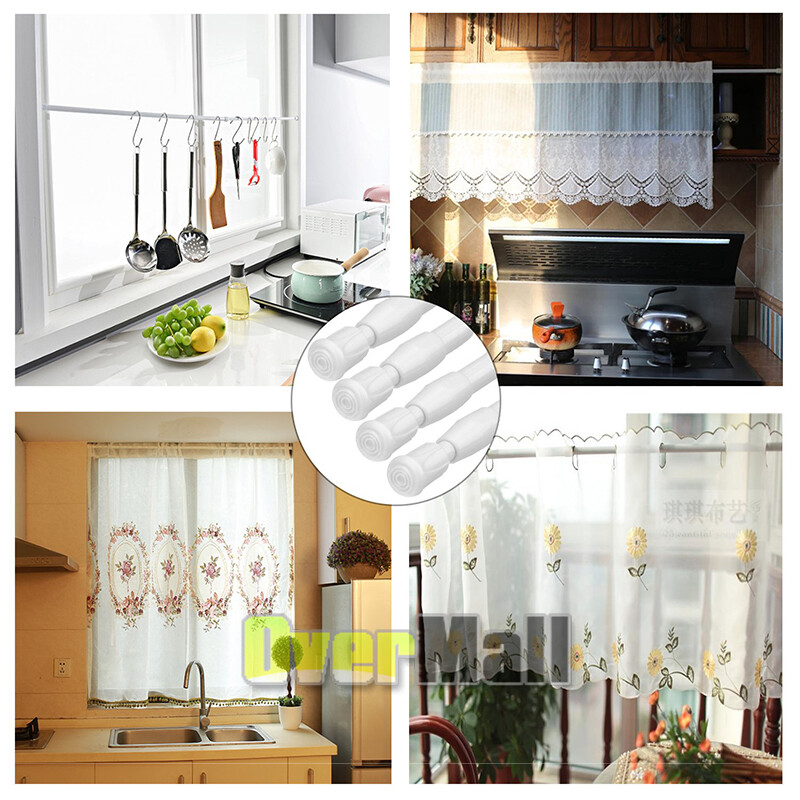 4x Extendable Shower Curtain Rod/Pole Telescopic Spring Tension Rod Clothes Rail