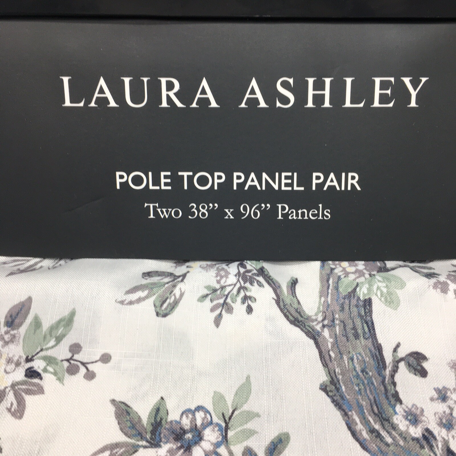 Laura Ashley Peacock 2 Window Curtain Panels 38×96 Belvedere Floral Blue Green