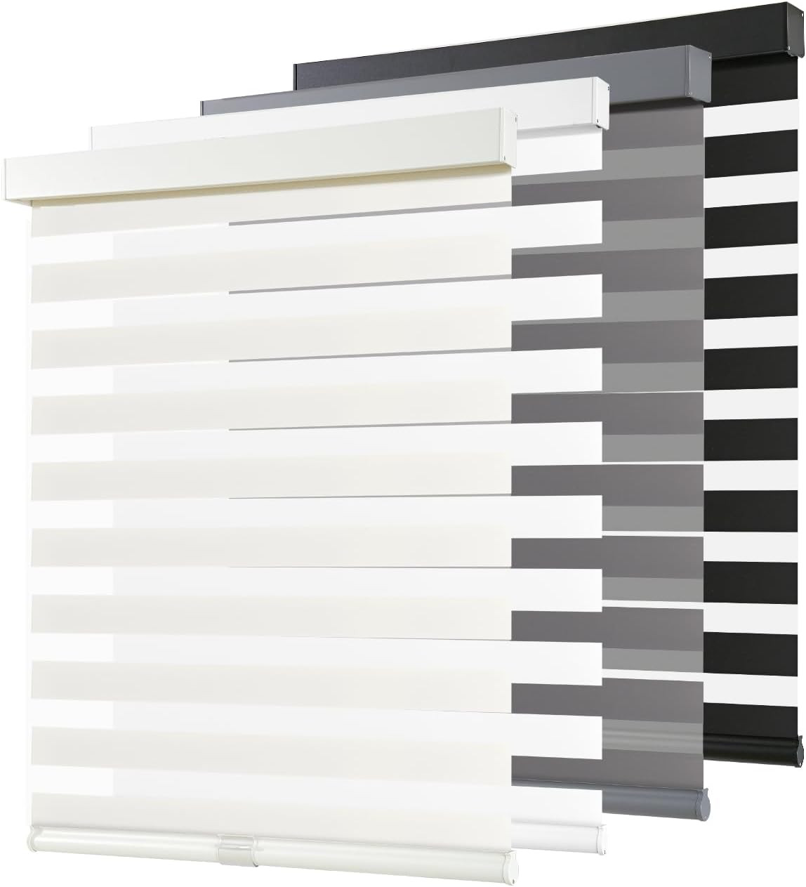 Cordless Zebra Blinds for Windows Pull down Roller Window Shades Dual Layer Ligh