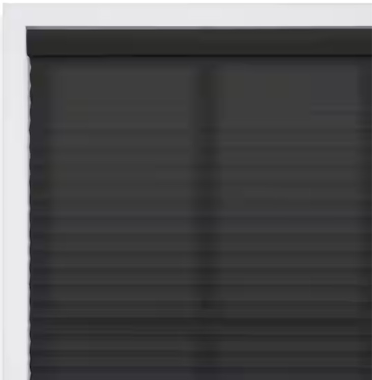 Black Cordless Room Darkening Polyester Pleated Shades – 26 in. W x 64 in