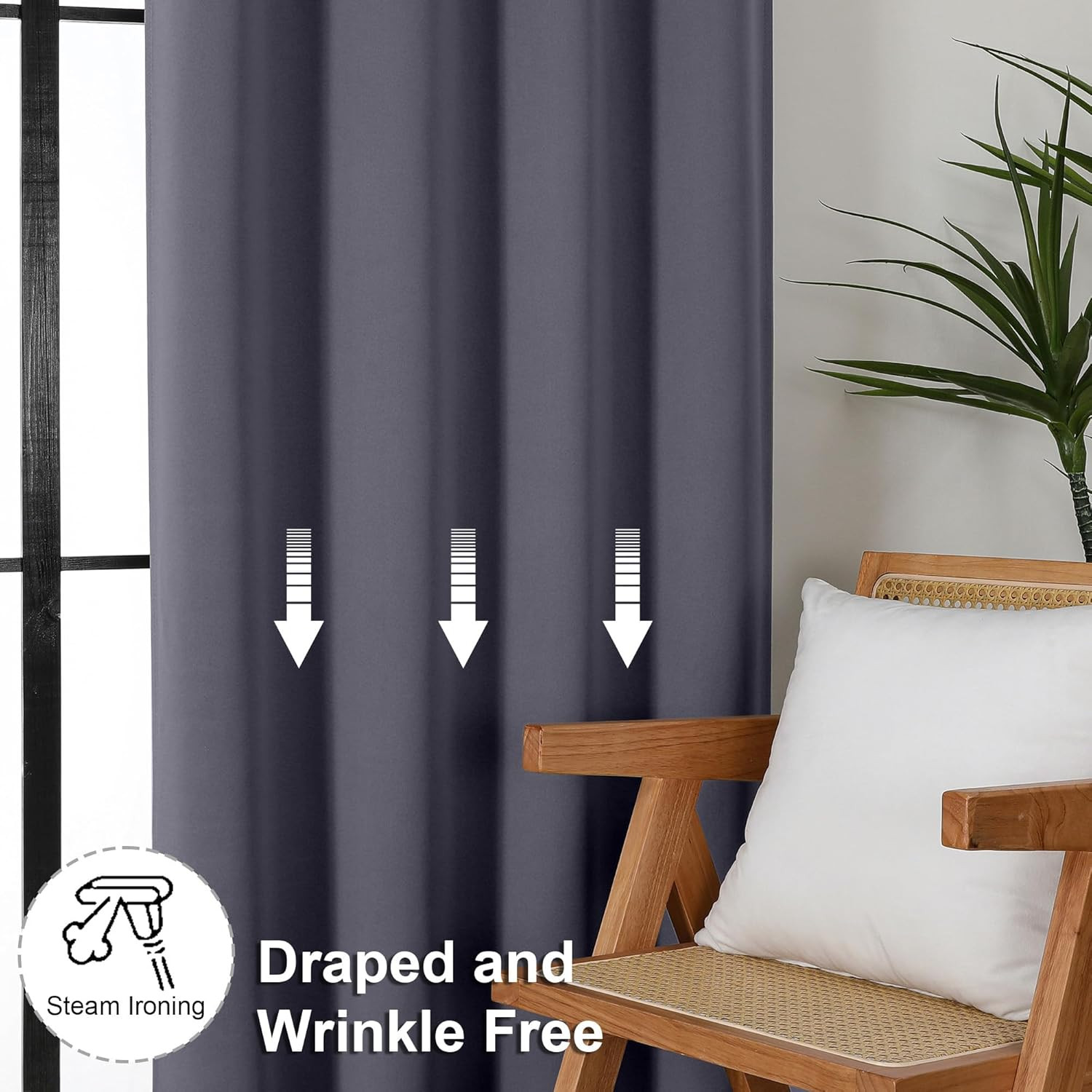 Ava Grey Short Blackout Curtains for Bedroom 54 Inches Long 2 Panels Set, Solid