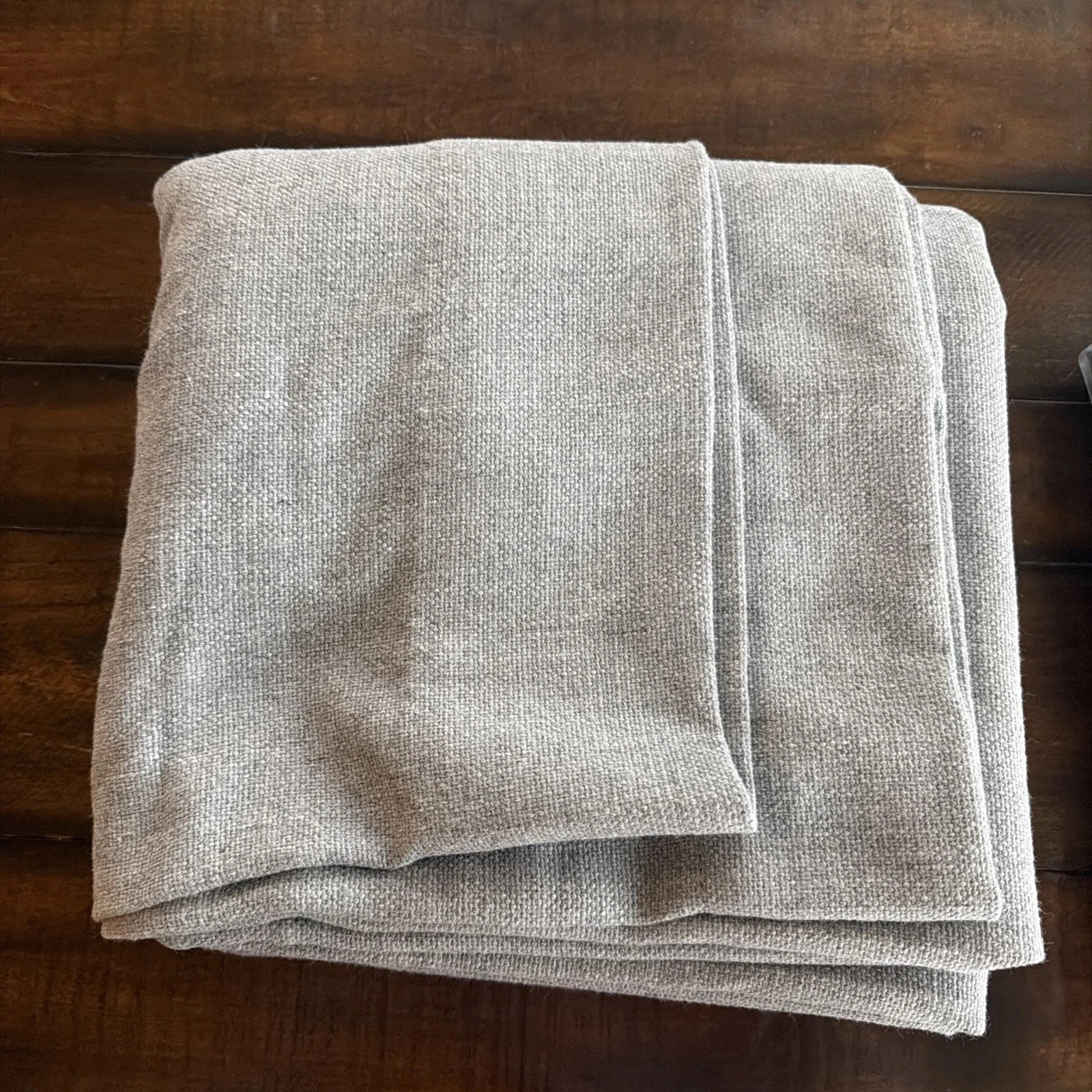 Restoration Hardware PERENNIALS SOLID TEXTURE LINEN RP 50″ x 96″ Set/2 Fog NWT