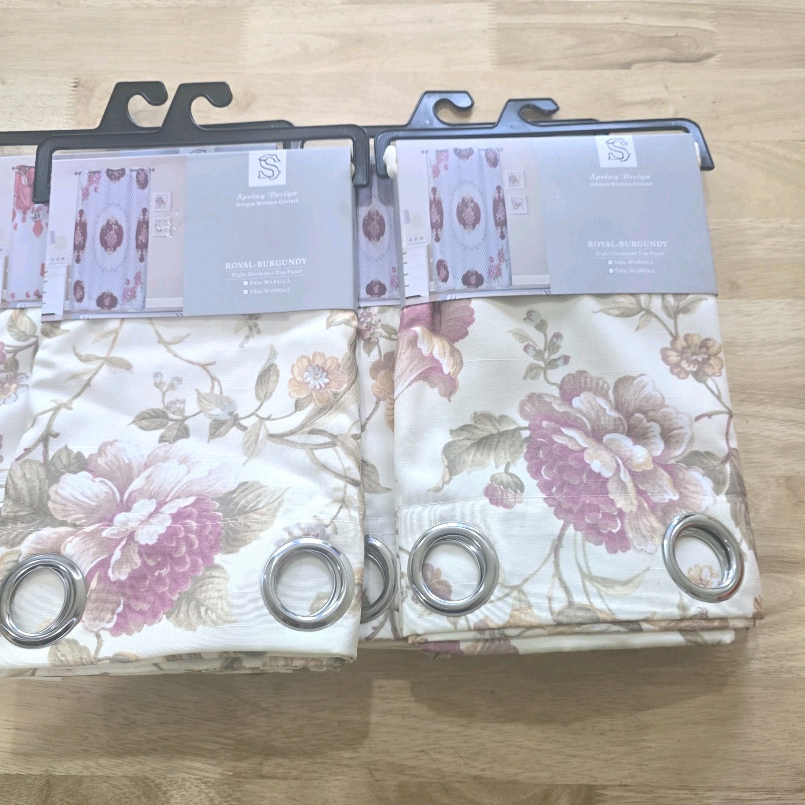 4 Pair of Royal Burgandy Eyelet Ring Strong material Curtain Sets of 2 54′ 84″