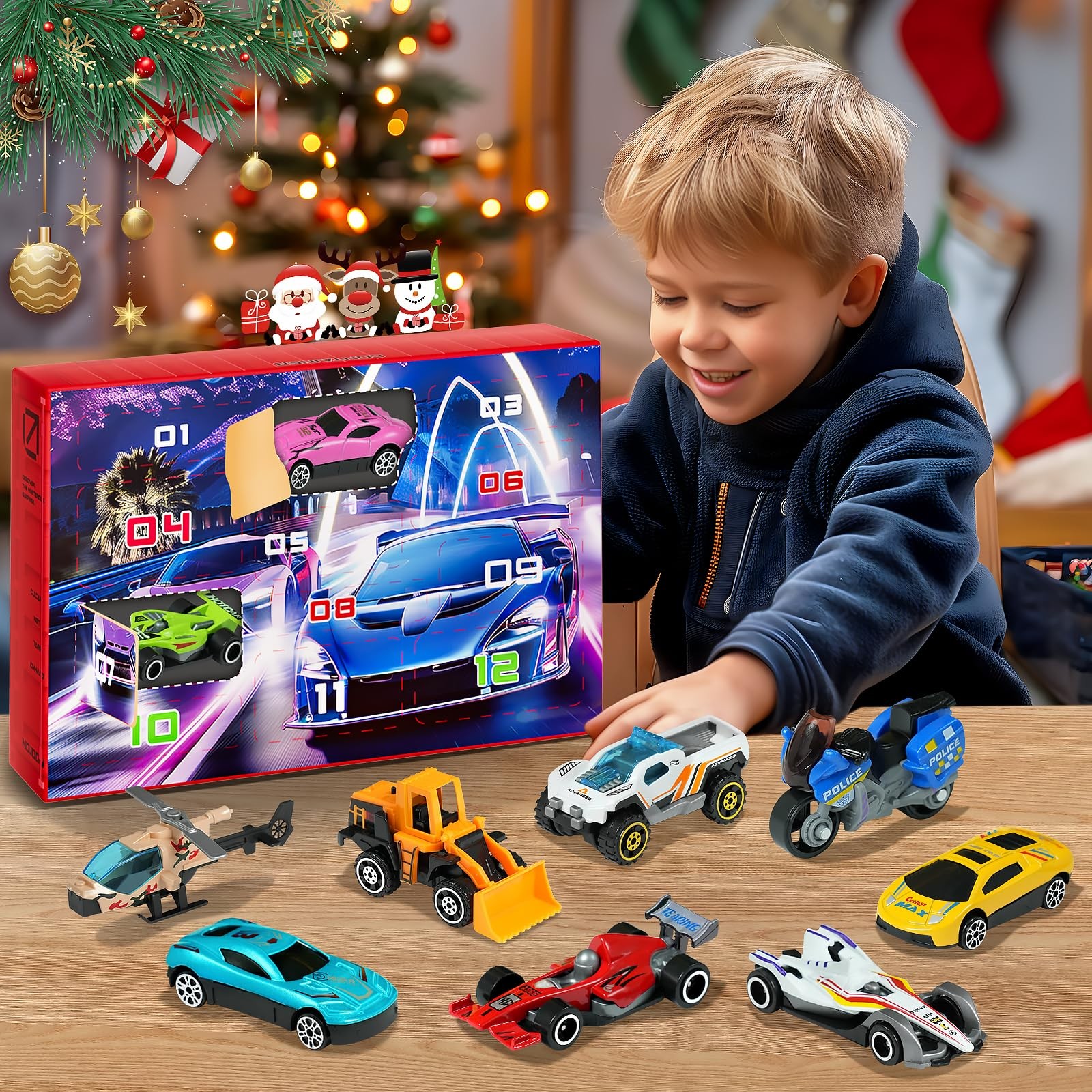 Advent Calendar 2025 for Kids Stocking Stuffer Toy Cars with 24 Different Alloy