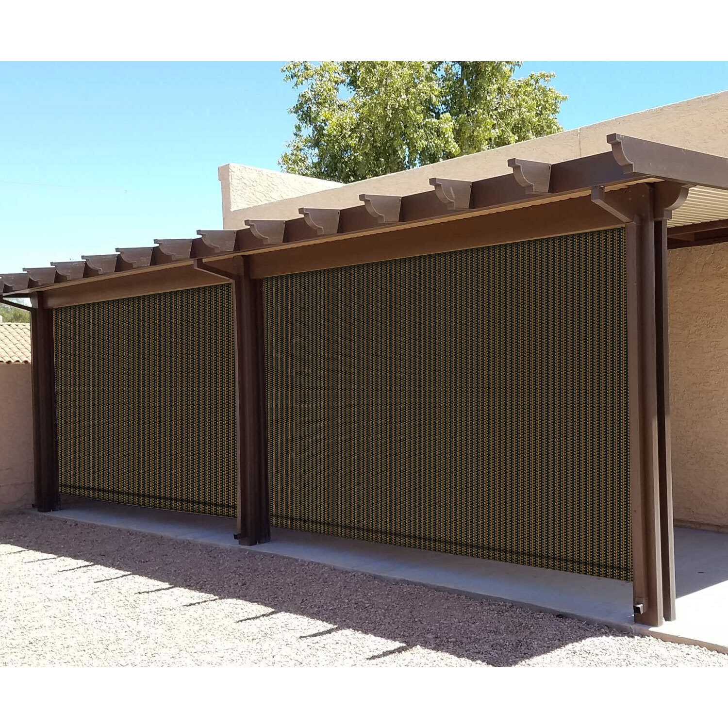 Roller up Shade Roller Shade Light Filtering Gazebo Porch Garden Outdoor Brown