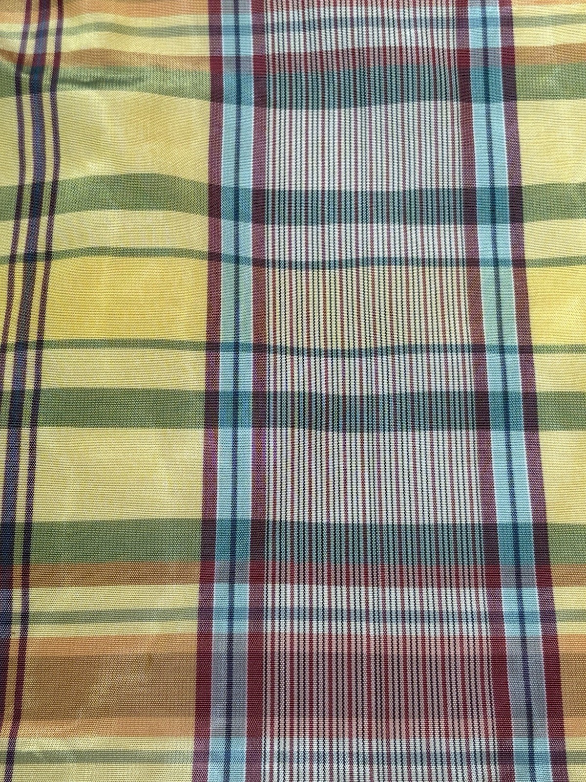 2 Custom Luxury Silk Pinch Pleat Interlined Drapes Curtains Yellow Plaid 30×109