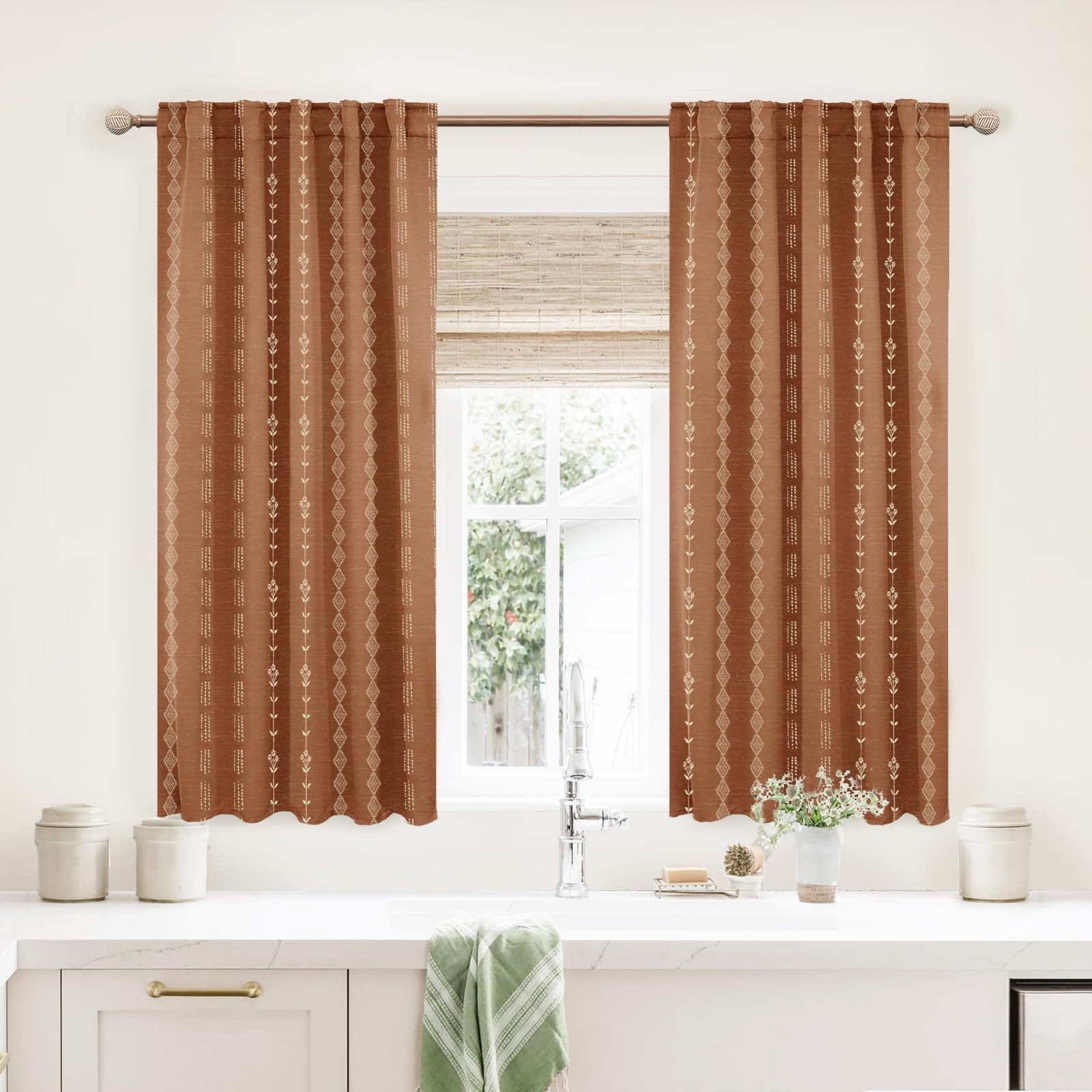 Short Curtains for Windows Bedroom Blackout Boho Bathroom Window Kitchen Curt…
