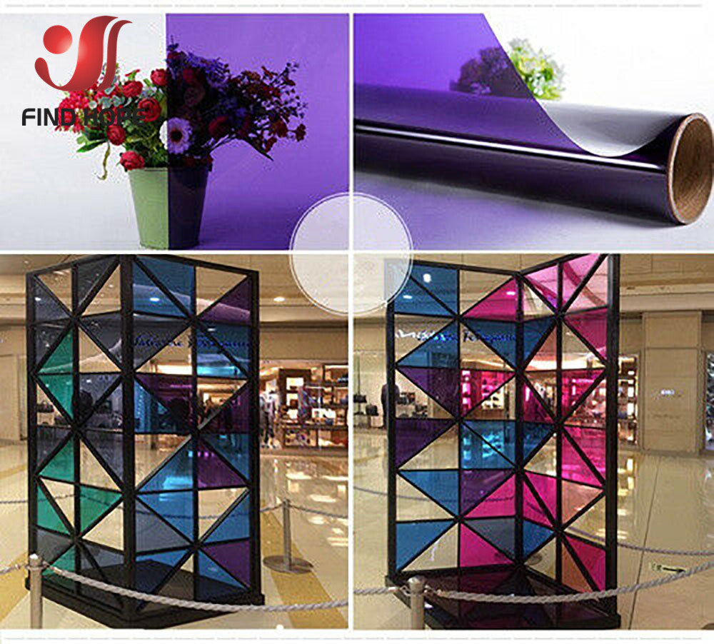 Multicolor Decor Solar Tint Glass Window Film Self Adhesive Transparent 40*120cm