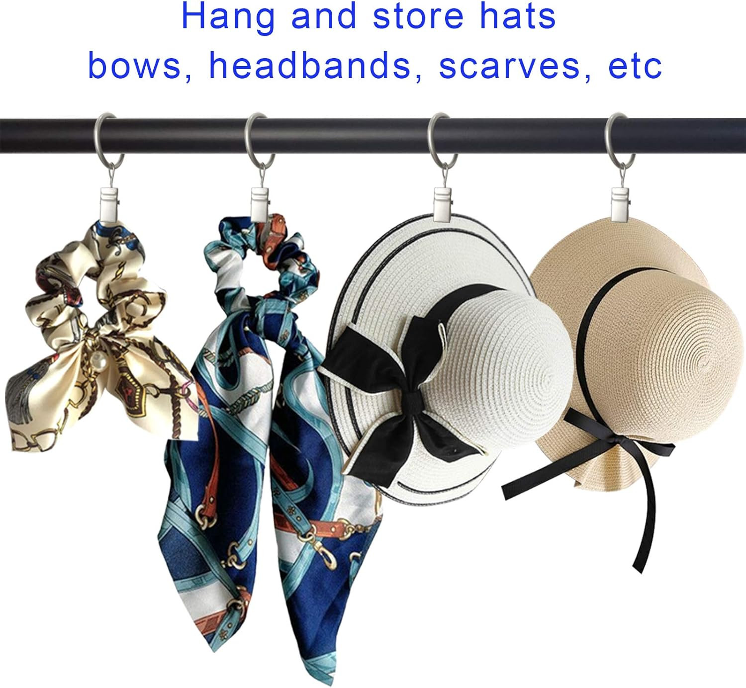 44 Pack Curtain Clip Rings with Hooks – Durable Bow Hanger Clips