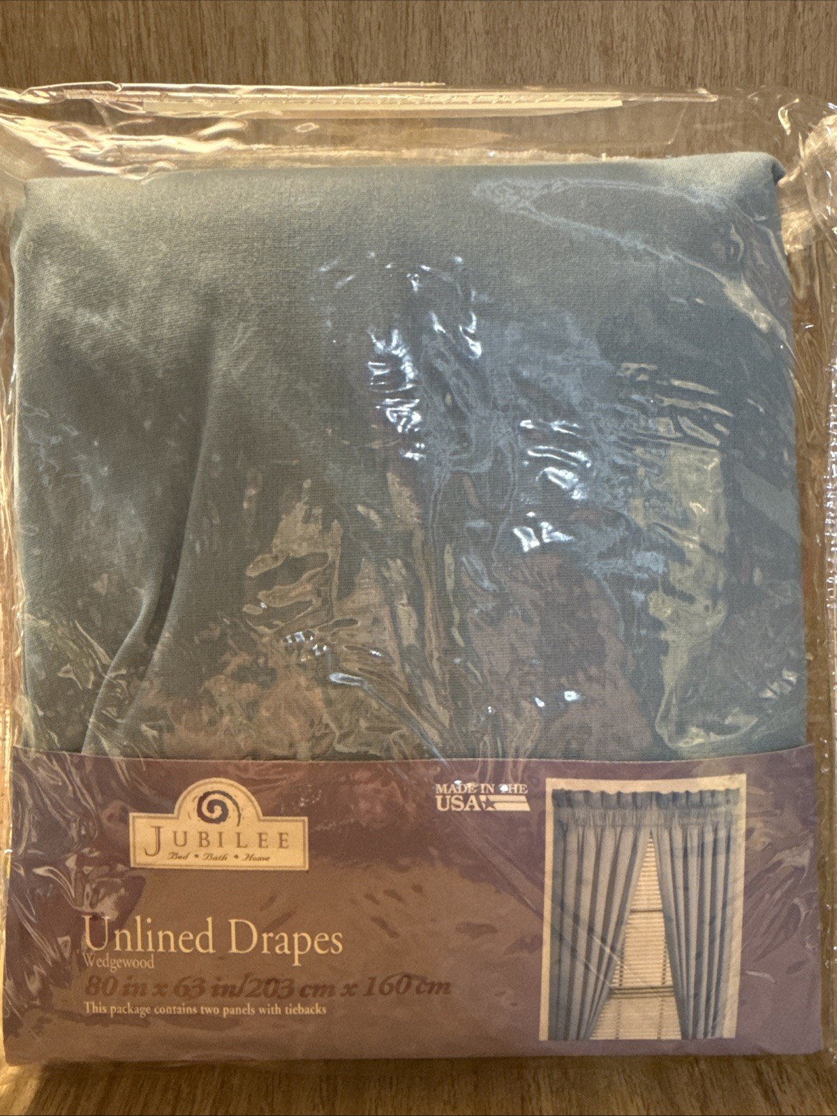 Jubilee by Springs Unlined Drape – Wedgewood Blue 80″ x 63″ 2 Panels W Tiebacks