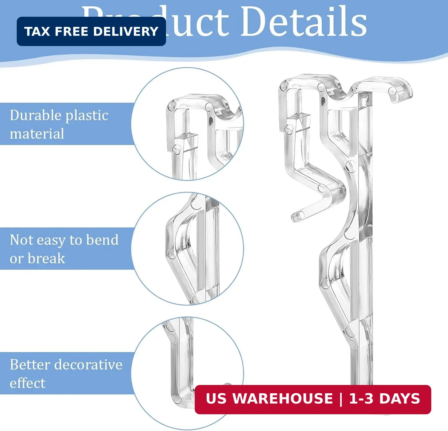 Ymapinc 2.5 Inch Valance Clips for Blinds, 6Pcs Clear Plastic Blind Clips for Va