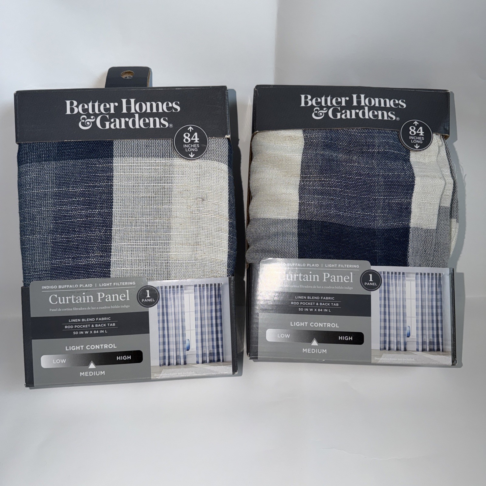 Better Homes and Gardens Curtain Panels Indigo Medium Light Control 50 X 84