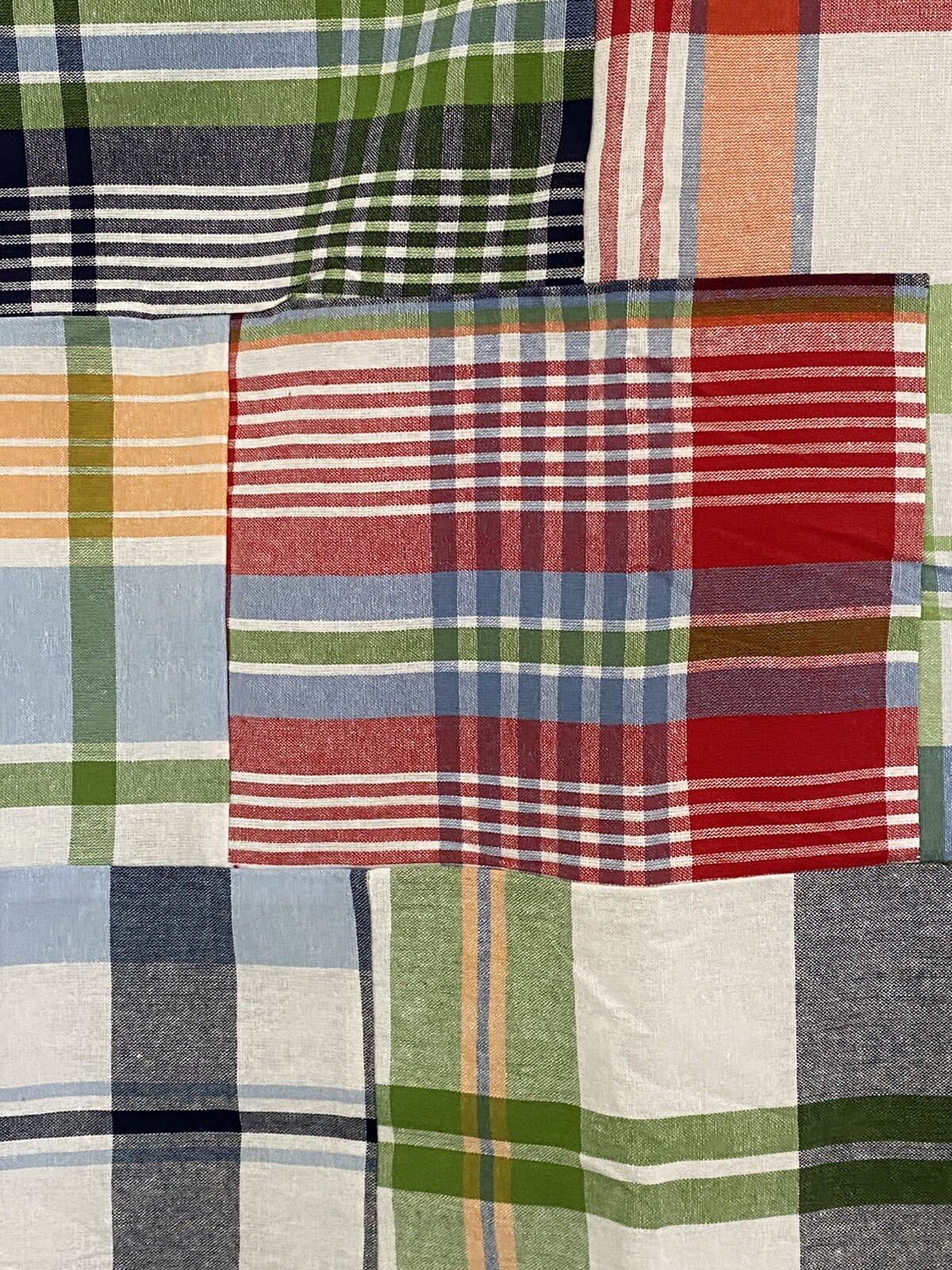 5 PAIRS POTTERY BARN KIDS MADRAS PLAID PATCHWORK COTTON BLACKOUT CURTAINS 44×63