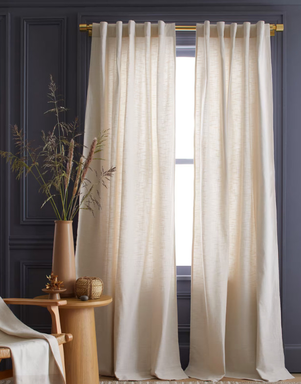 NWOT Quince Cotton Slub 48” X 84” Cotton Lined Curtains Set 2 Natural Light Filt
