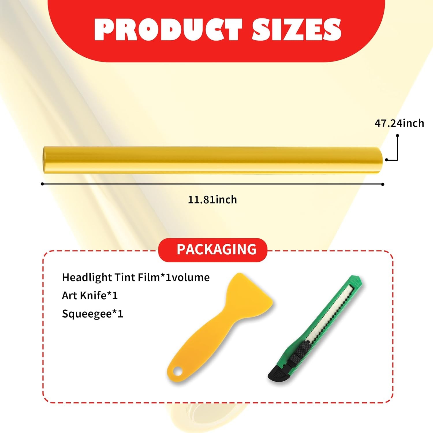 12×47 Inch Car Headlight Tint Film,Self-Adhesive Tail Light Tint Film Kit with