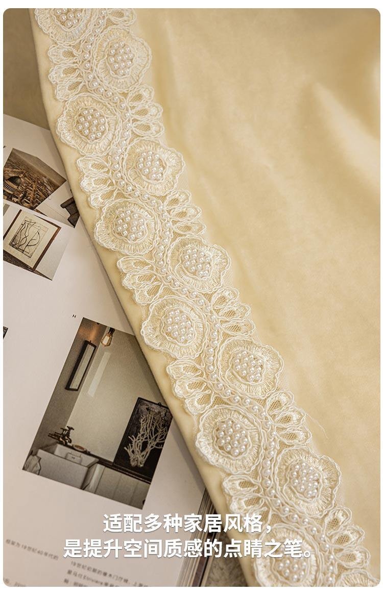costom beige American lace cloth flannel window blackout curtain tulle M1849