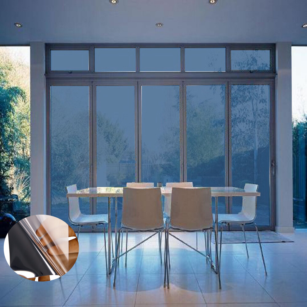 Silver Reflective Window Tinting Film Static Cling One Way Privacy Glass Decor