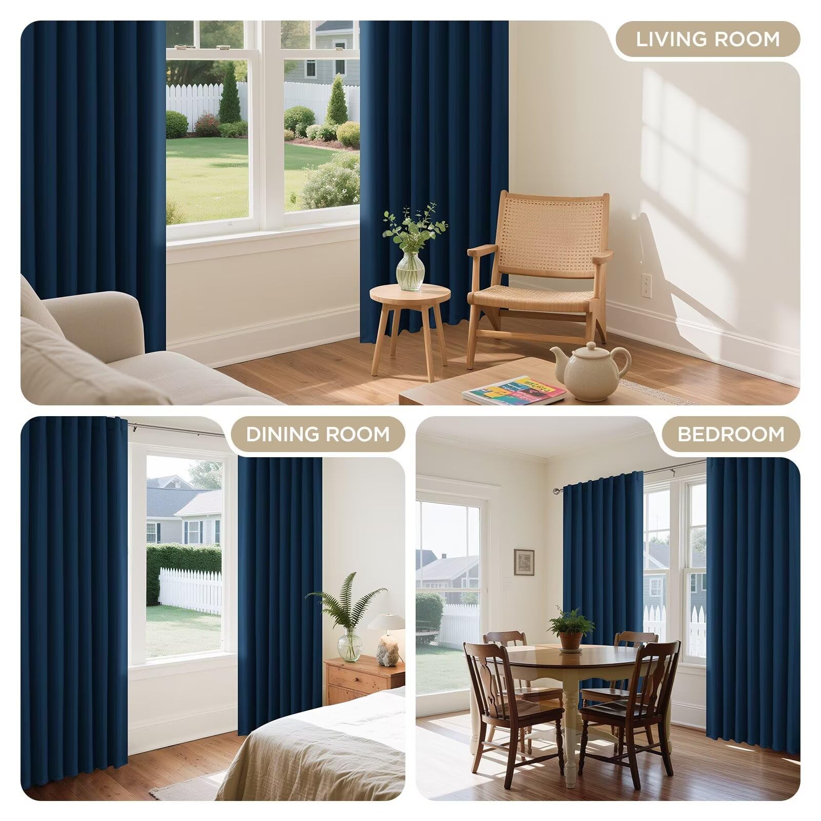 Joydeco Blackout Curtains 84 Inch Length 2 Panels Set, Thermal Insulated Black