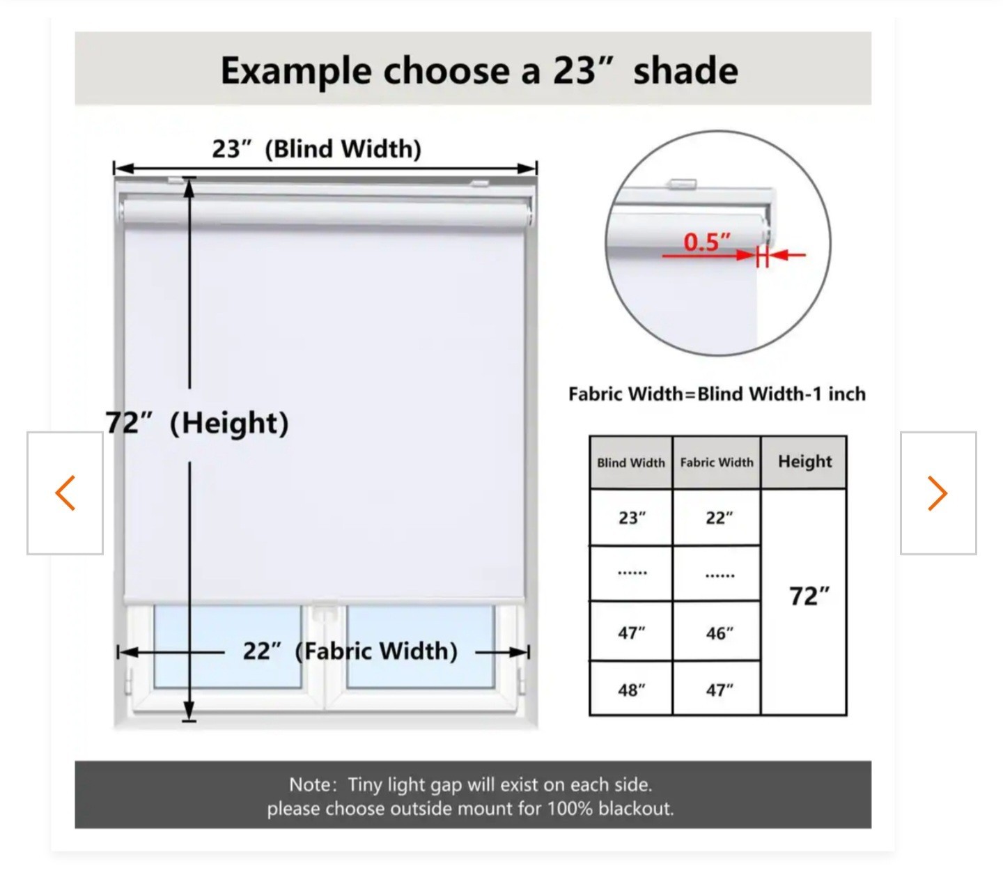 ​AOSKY Blackout Cordless Roller Shade, Linen Cream (23″ W x 72″ H)
