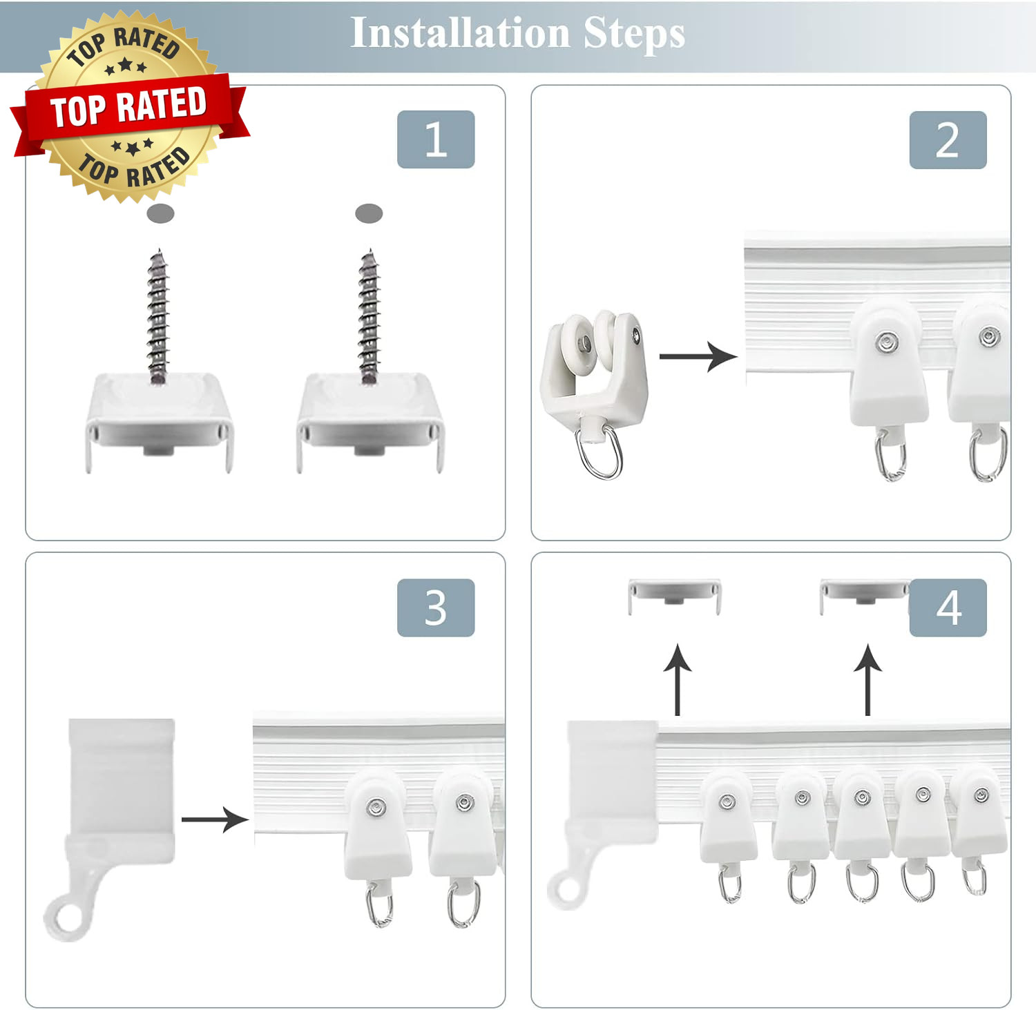 Ceiling Curtain Track, Flexible Bendable Curtain Rail System, 20Ft Wall Mount He