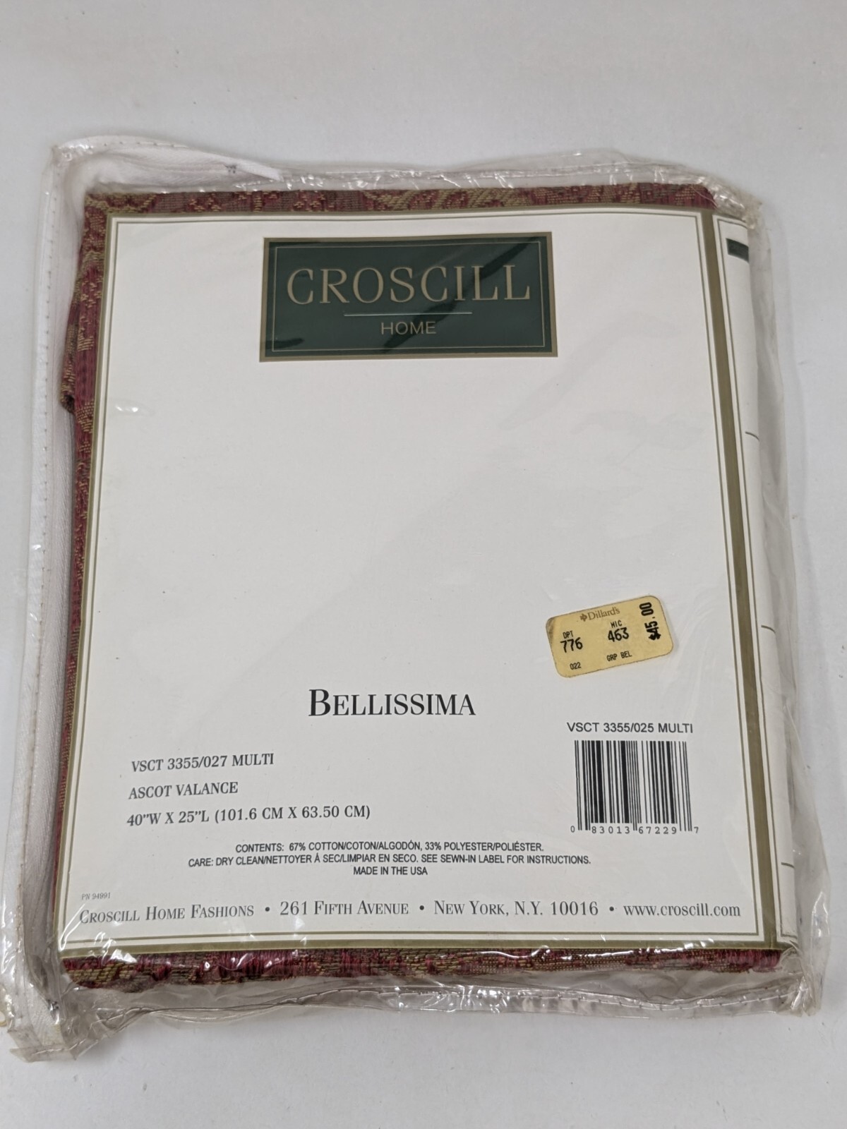 Croscill Bellissima Red Gold Ascot Curtain Valance Embroidered Tassel Brocade