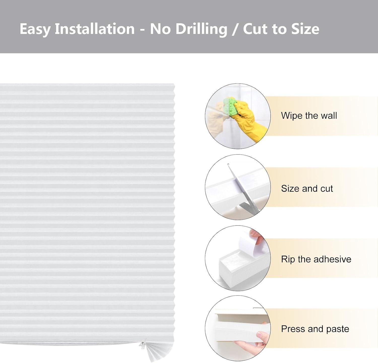 Paper Blinds Temporary Window Blinds Light Filtering No Drill Stick on Cut to…