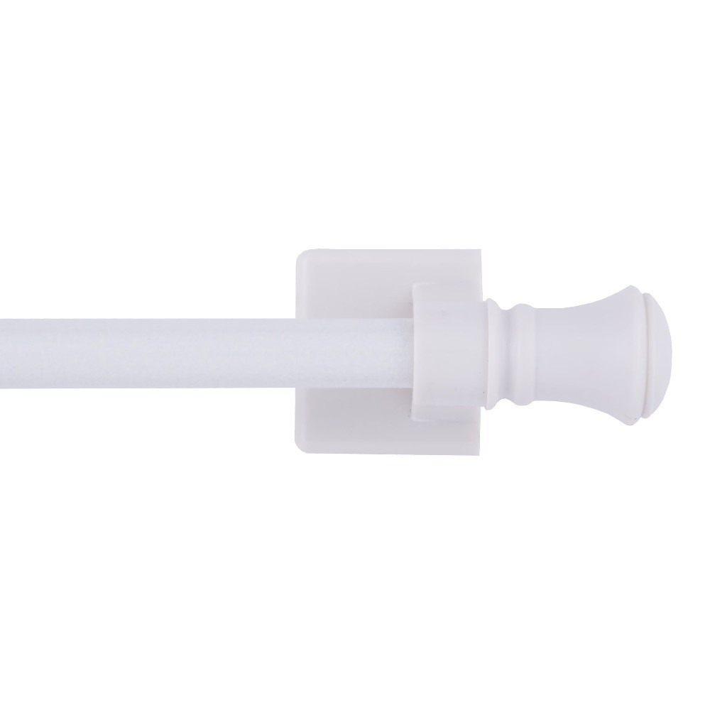Adjustable Magnetic Tension Curtain Rod Steel and Plastic White 7 16 Inch