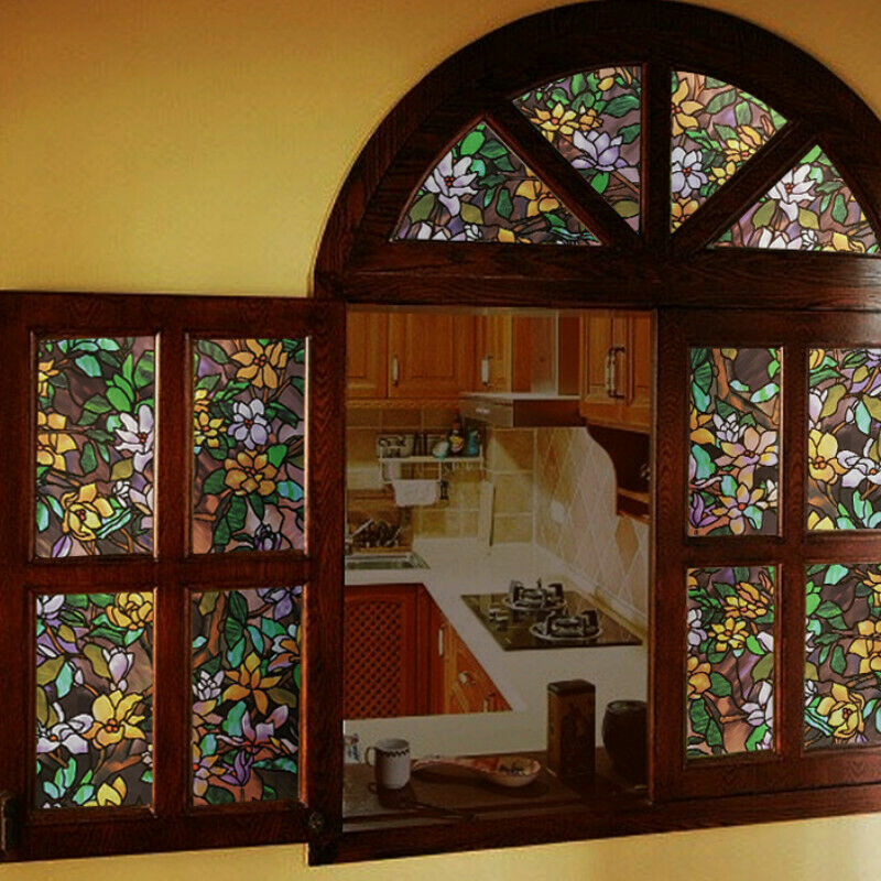 Static Cling Cover Stained Flower Window Film Glass Sticker Privacy Opaque Adorn