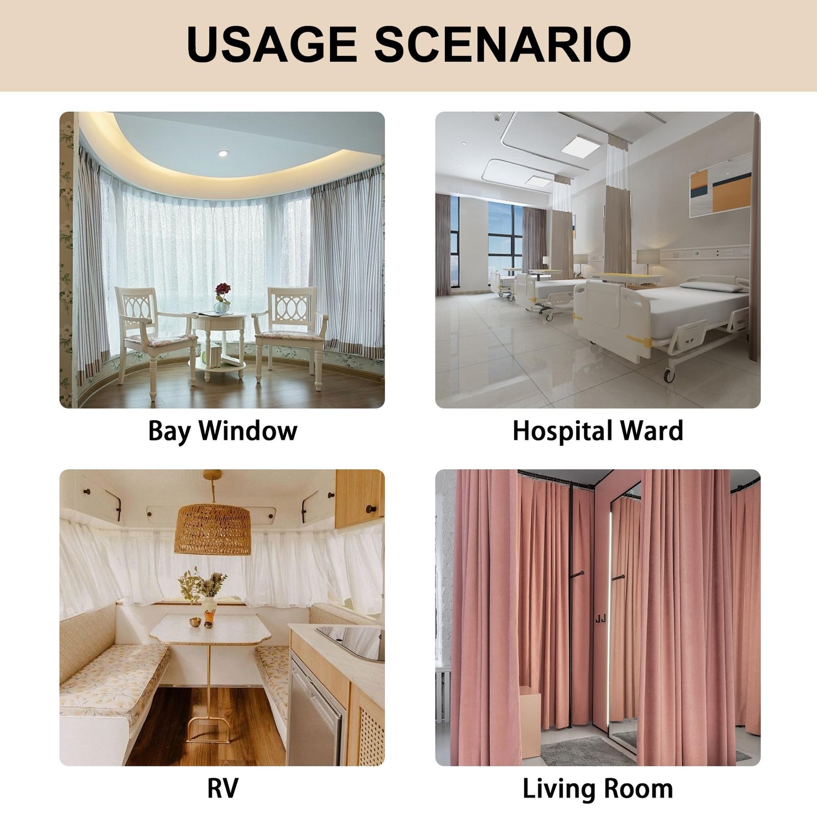 9.8 ft Ceiling Mounted Curtain Track Kit, Flexible Room Divider Rail for RV, …