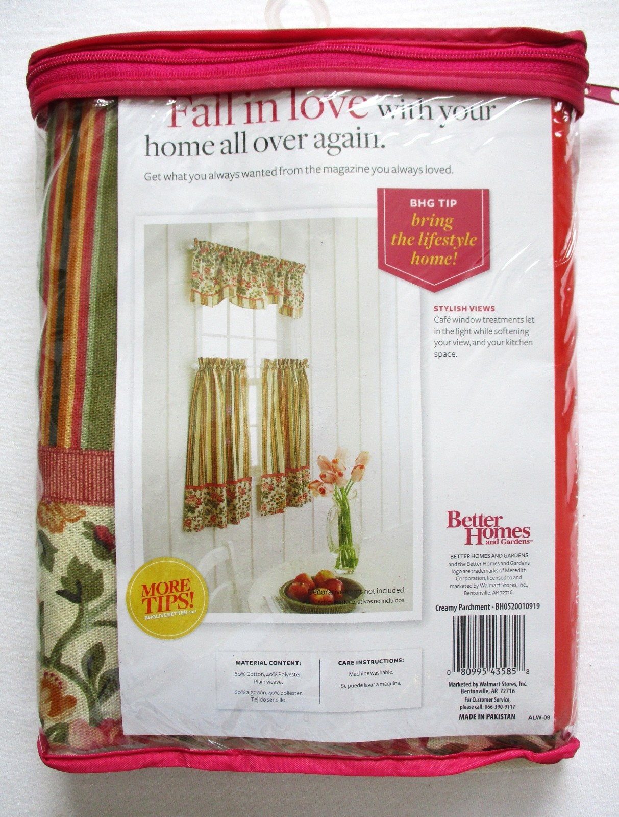 Better Homes & Gardens Vintage Floral Curtains 3 Piece Cafe Tiers & Valance
