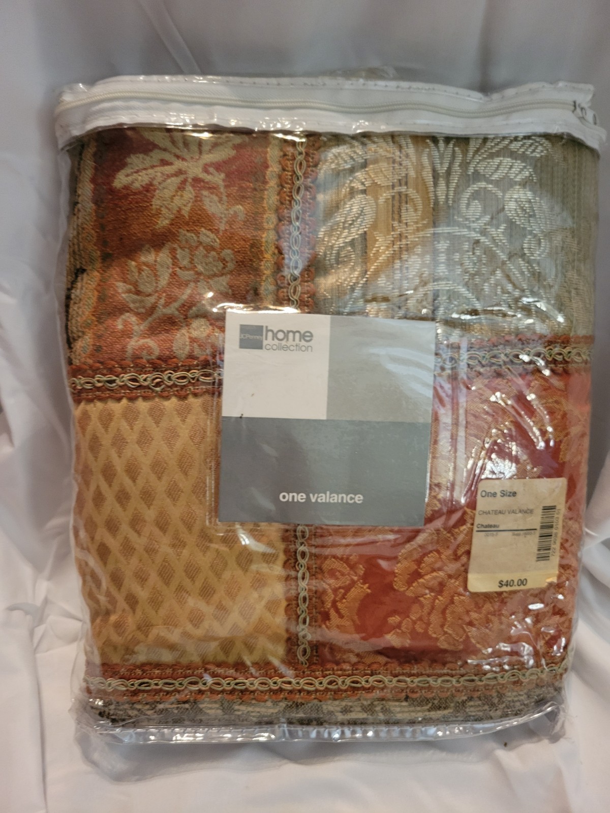 JC Penney Home Collection Chateau Patchwork Tapestry Valance Green Rust Gold N