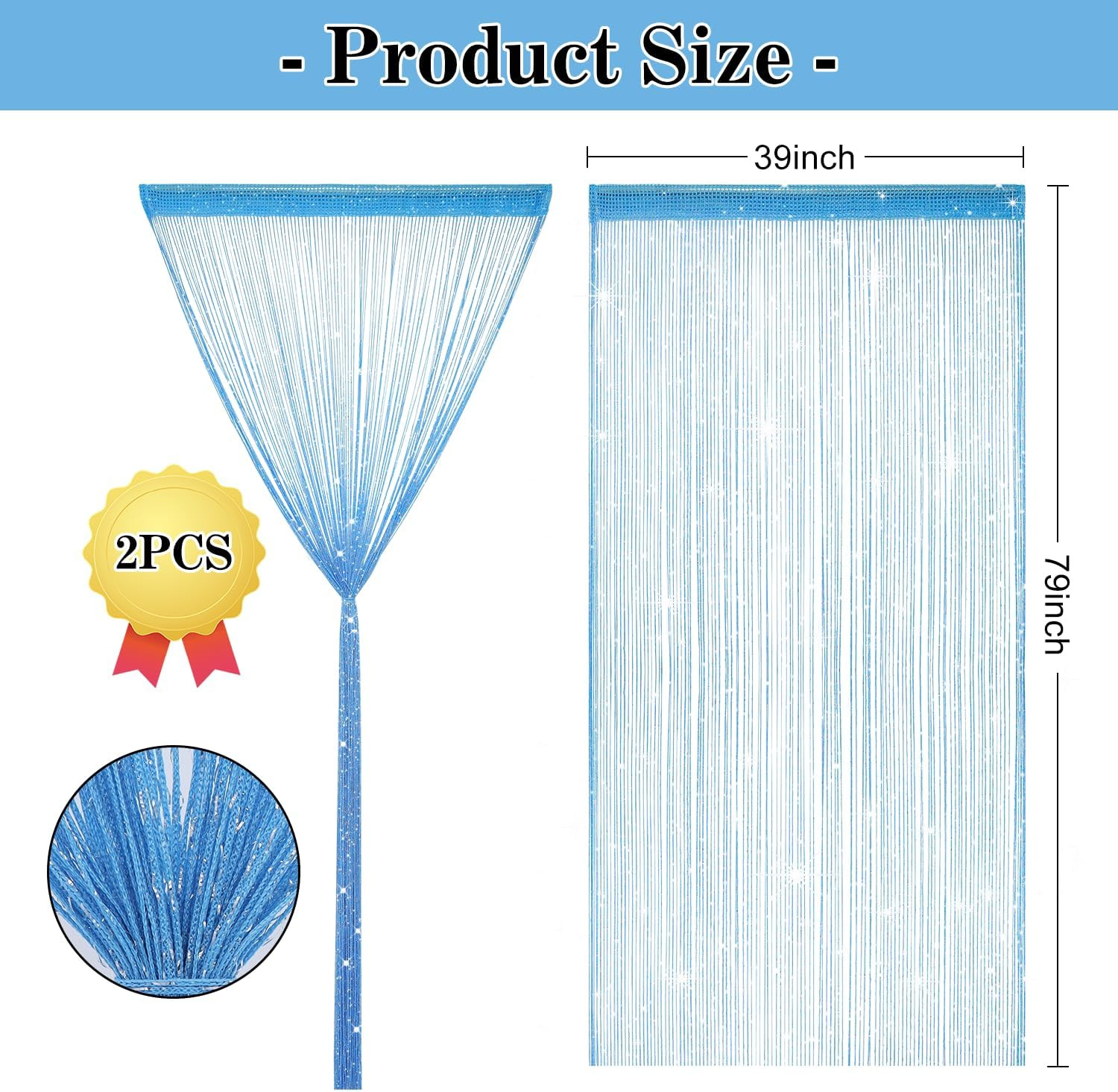 2 Pack 39 X 79 Inch String Curtains for Doorway, Home Decor Sequin Glitter Strin