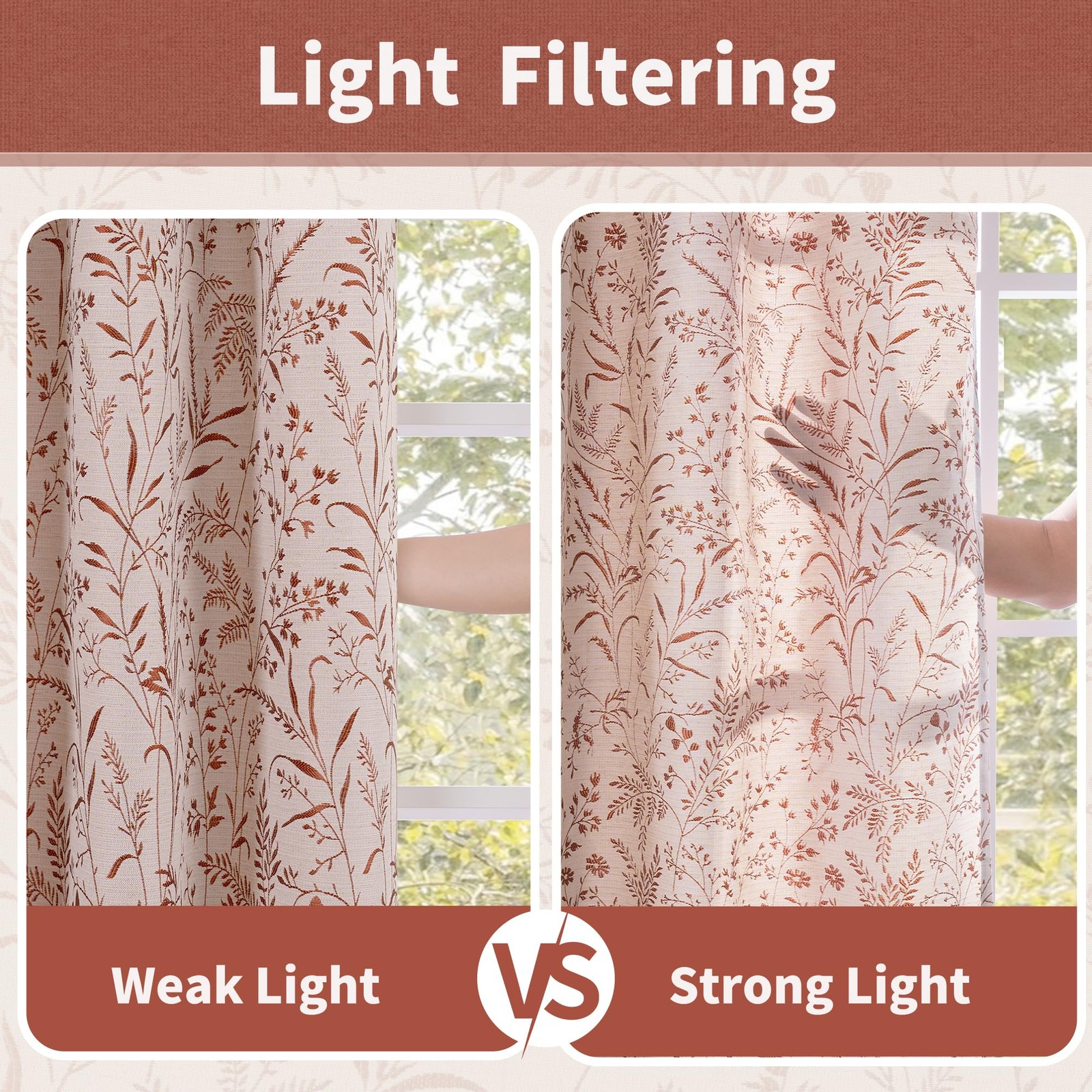 Bgment Linen Curtains For Living Room 84 Inches Long – Fall Jacquard Botanical
