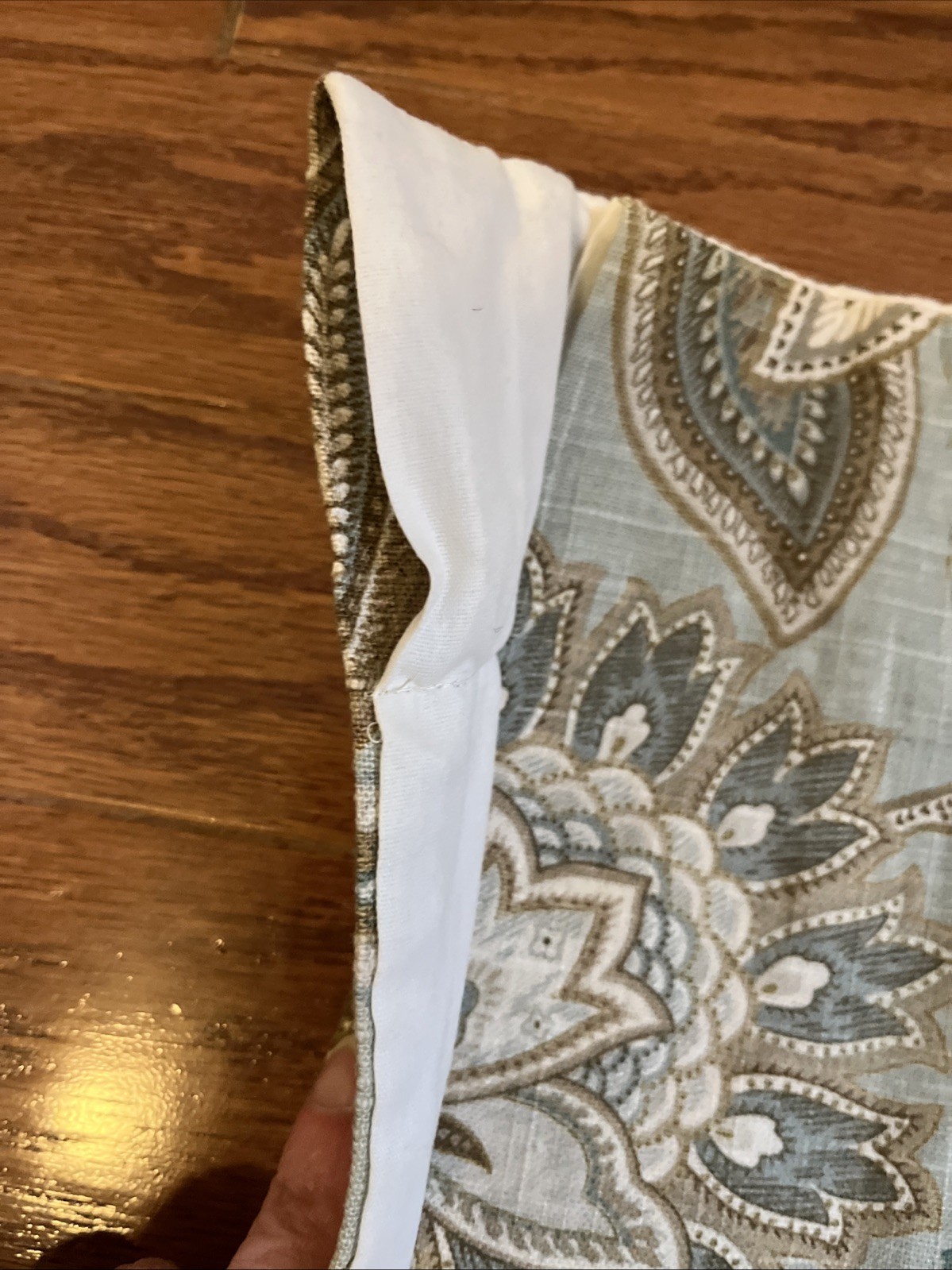 Swavelle Valdosta Mist Blue Linen Rayon Valance Designer 48” X 17” Paisley