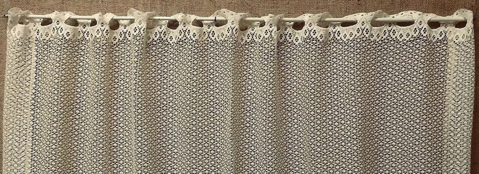 Ivory Lace Window Tier Cotton Blend Charleston 54 x 23 Bathroom Kitchen Bedroom