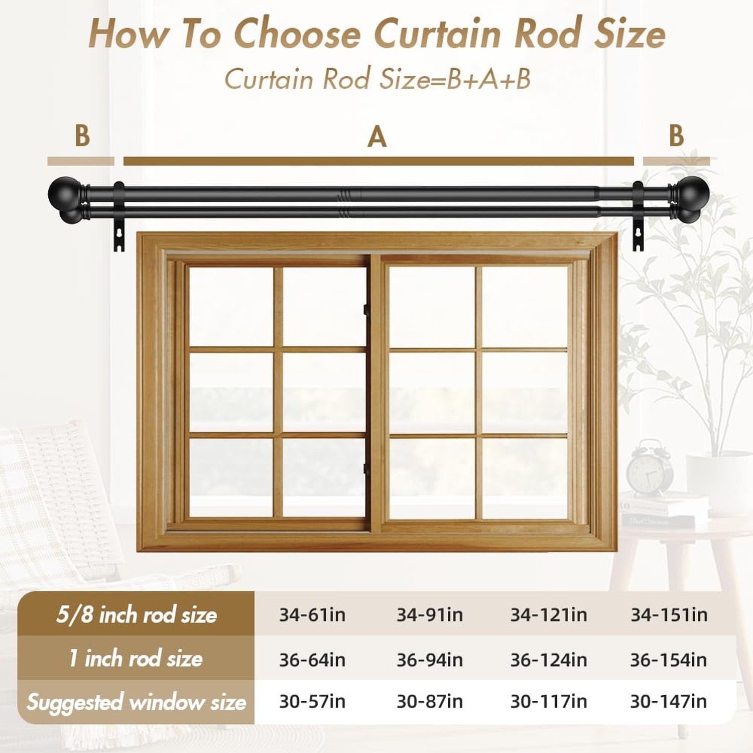 GXOACKJ Double Curtain Rods for Windows 72-144 Inches Length, Adjustable Heav…