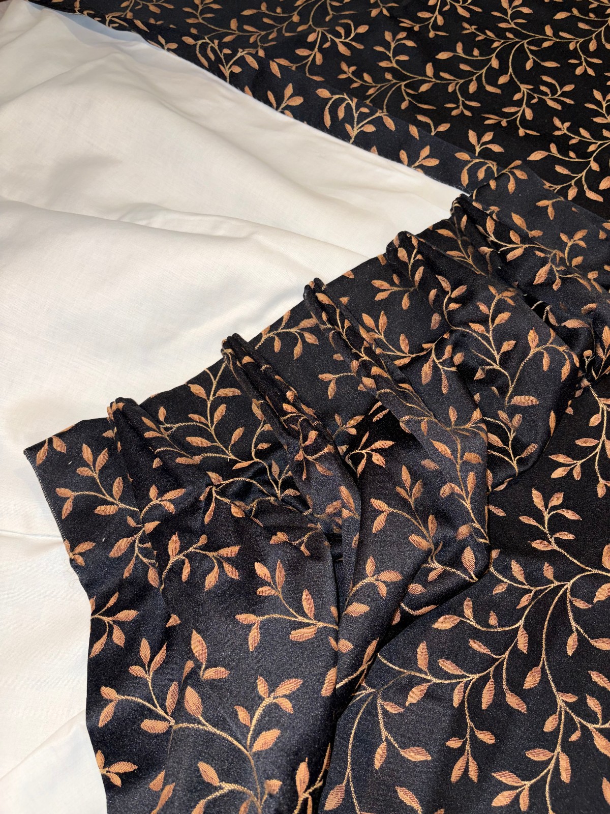 One Pair Black Gold Scroll Custom Drapes / or for Fabric 42″ x 104″