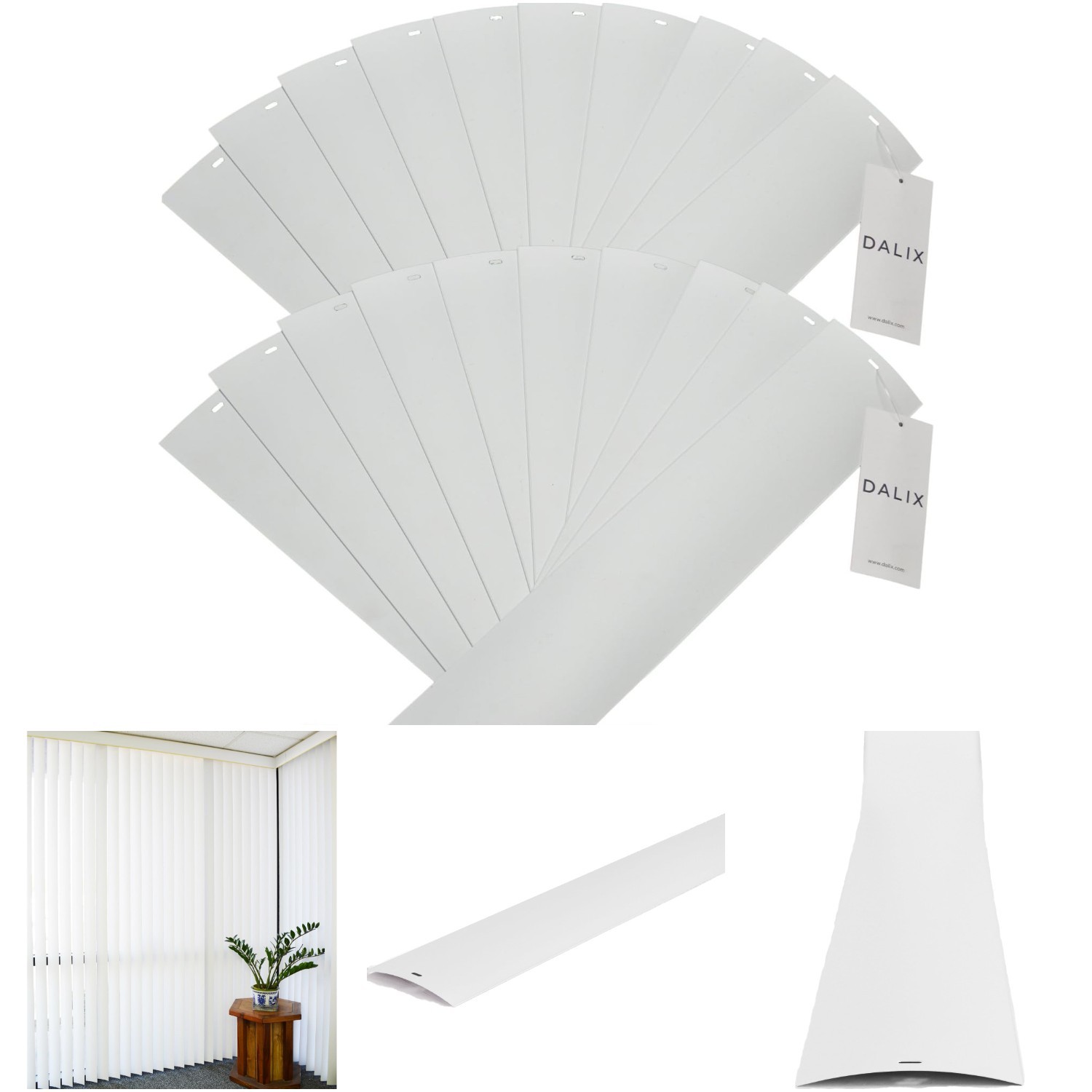 20 Pack PVC Vertical Blind Replacement Slats Curved Smooth White 82.5 x 3.5