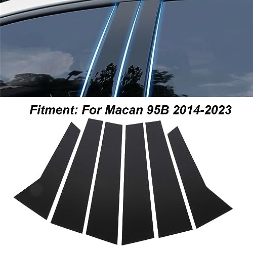 6Pcs B Pillar Posts Trim Glossy Black Exterior Window Decal for Porsche Macan