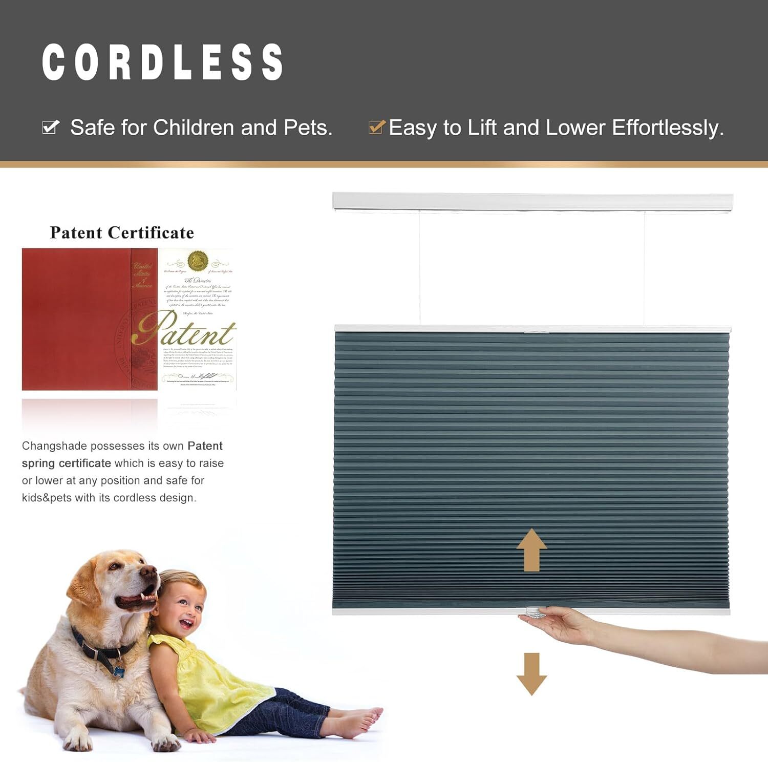 Changshade CUSTOM Window Blinds Top Down Bottom Up Cellular Blinds-Blackout